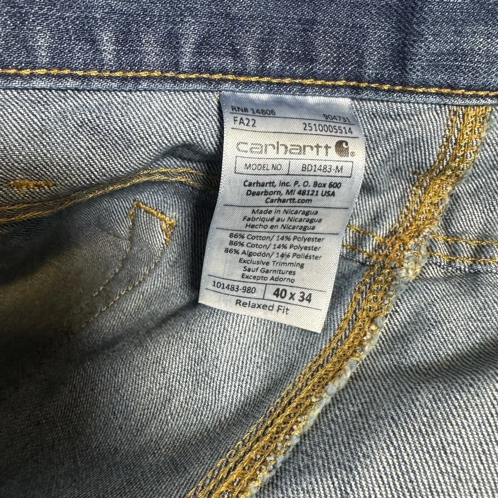 Carhartt Jeans Men's‎ 40x34 Blue Denim Relaxed Fit Straight Outdoor Workwear